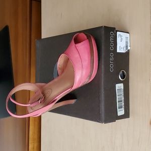 CORSO COMO Dara Peep Toe Heels in Coral